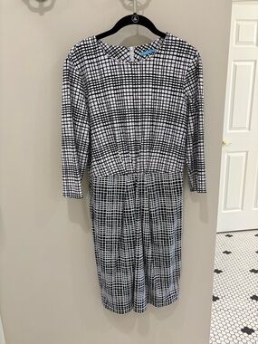 J.McLaughlin Mia Catalina Cloth Dress Black White Mod Matrix Geometric Print M